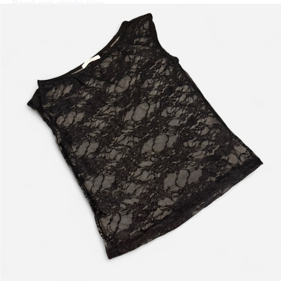 gaze Tops - Gaze Black Y2K Floral Lace Sheer Tank Top Whimsigoth Womens XS
